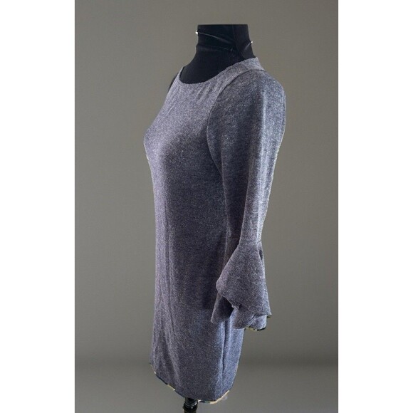 TASH & SOPHIE Sweater Dress Bell Sleeve Heather Gray Size Small Holiday Sexy - Picture 3 of 11